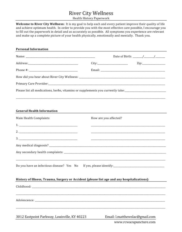 NEW PATIENT FORM | River City Wellness